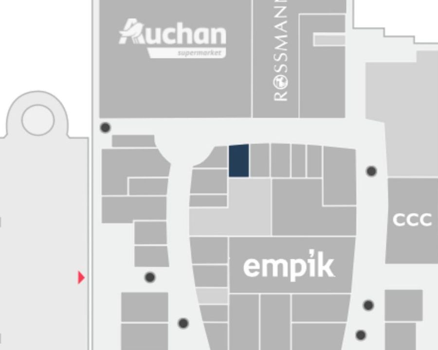 Plan Galerii Olimp z zaznaczoną lokalizacją pralni na poziomie 0